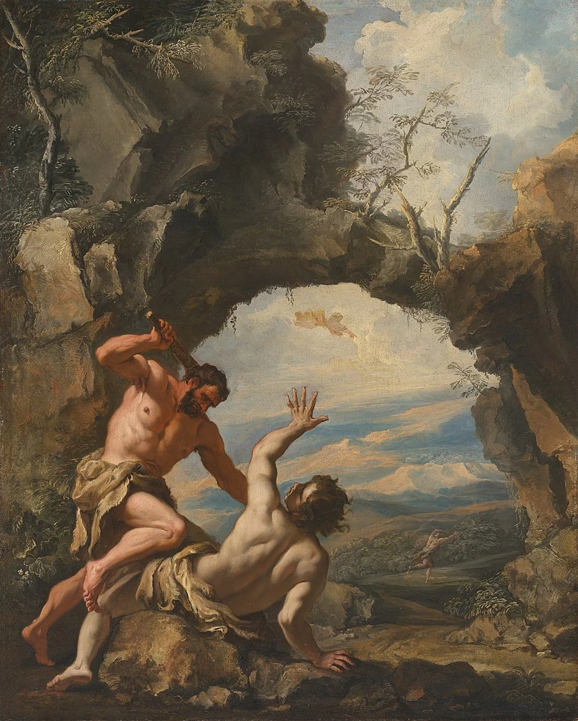 Caino colpisce Abele con la cacciata dall'Eden. Con Sebastiano Ricci